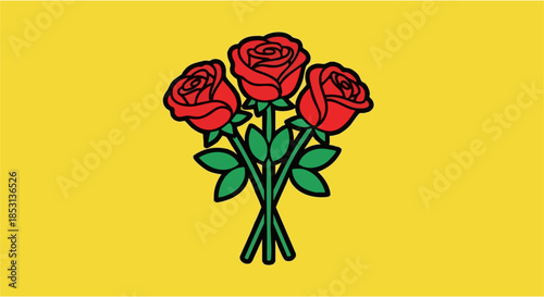 The vibrant historical flag of the Labour Party featuring a bouquet of three red roses on yellow