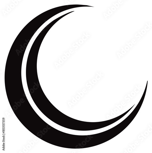 Black Crescent Moon Symbol With Double Lines