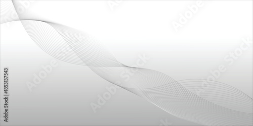 Abstract black smooth wave on a white background. Dynamic sound wave. Design element. Vector illustration.
