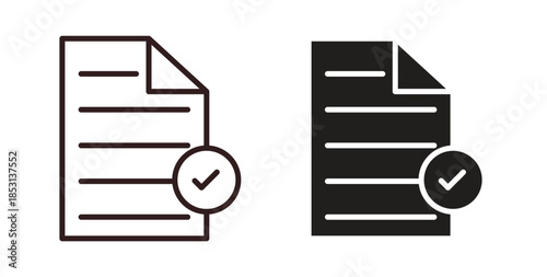 Accept document icons. thin line and glyph vector icons pack on white background