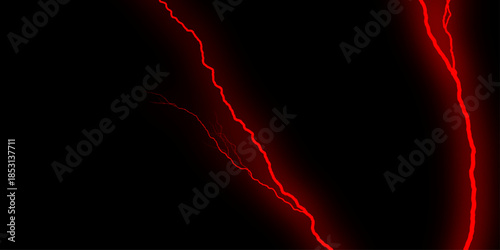 A striking image of red lightning against a dark background, showcasing natural energy. Red lightning illuminates dark sky nature electrifying power and intense energy