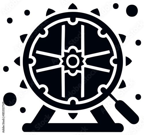 Simple Wheel of Fortune lottery game icon black and white illustration