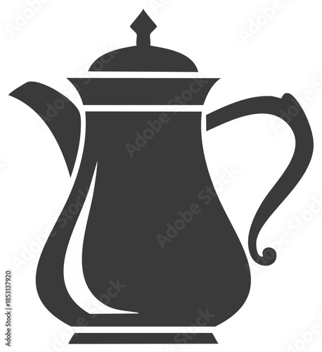 Classic Arabic Dallah Coffee Pot Silhouette with Decorative Lid and Handle