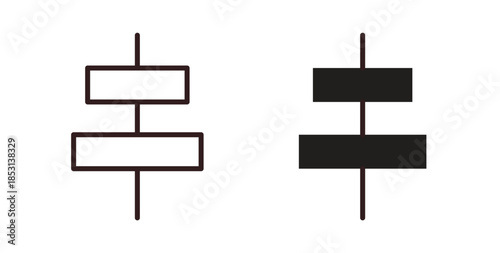 Align center icons. thin line and glyph vector icons pack on white background