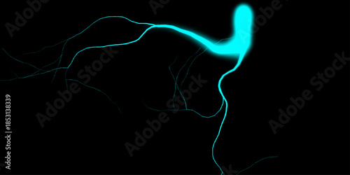 Powerful Lightning Bolts Against a Dark Background. night thunderstorm clipart illustration, lightning strike night sky vector, storm lightning digital illustration, glowing electric blue on black, 