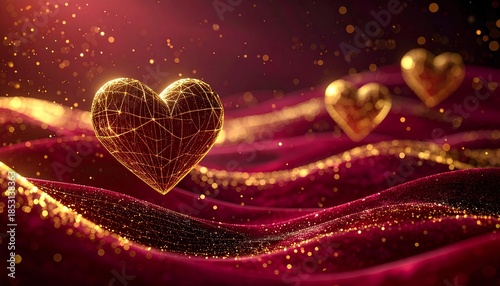 Golden Wireframe Heart with Bokeh Lights Symbolizing Charitable Giving and Compassion