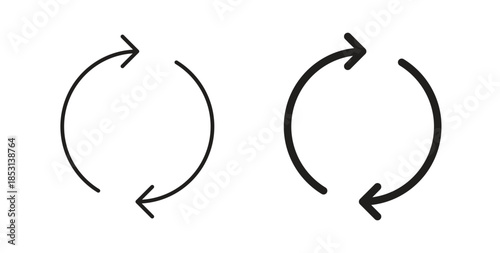 Arrows repeat icons. thin line and glyph vector icons pack on white background