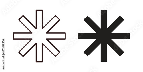 Asterisk icons. thin line and glyph vector icons pack on white background