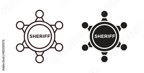 Badge Sheriff icons. thin line and glyph vector icons pack on white background