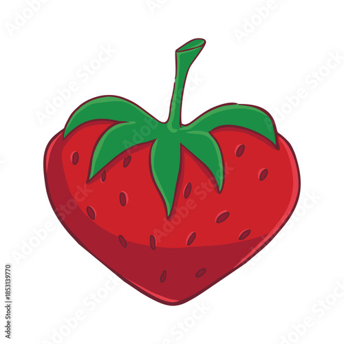 Cute Heart-Shaped Strawberry Illustration