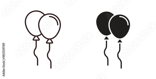 Balloons icons. thin line and glyph vector icons pack on white background