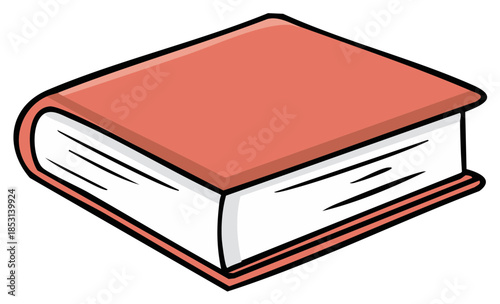 Simple cartoon illustration of a closed red hardcover book for school and learning