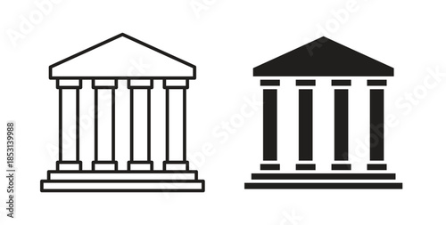 Bank icons. thin line and glyph vector icons pack on white background
