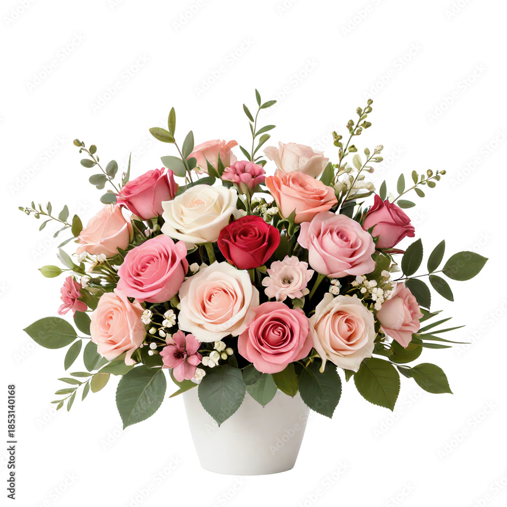 Obraz premium Beautiful Floral Arrangement of Colorful Roses Clipart PNG Element
