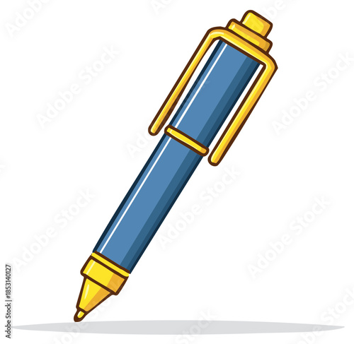 Blue and Gold Cartoon Pen, Office Tool, Stationery Supply, Writing Instrument for Notes and Creative Arts