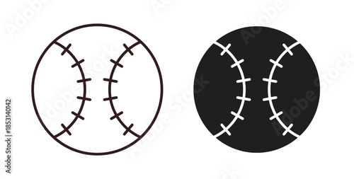 Baseball icons. thin line and glyph vector icons pack on white background