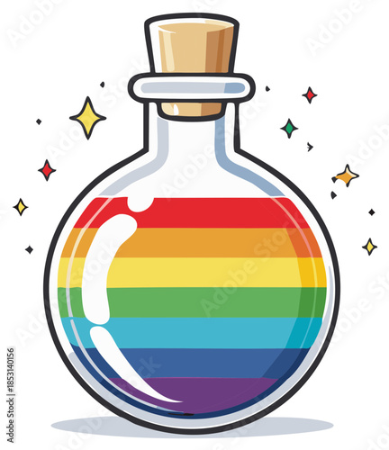 Rainbow Potion Bottle with Cork and Sparkles