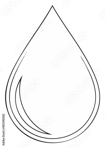Minimalist black and white water drop line art icon vector illustration