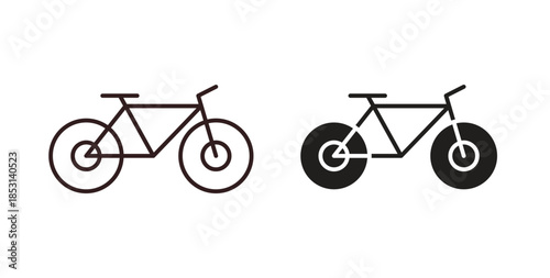 Biking mountain icons. thin line and glyph vector icons pack on white background