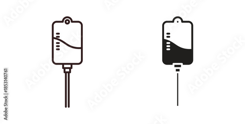 Blood transfusion icons. thin line and glyph vector icons pack on white background