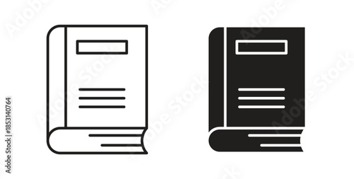 Book bookmark icons. thin line and glyph vector icons pack on white background