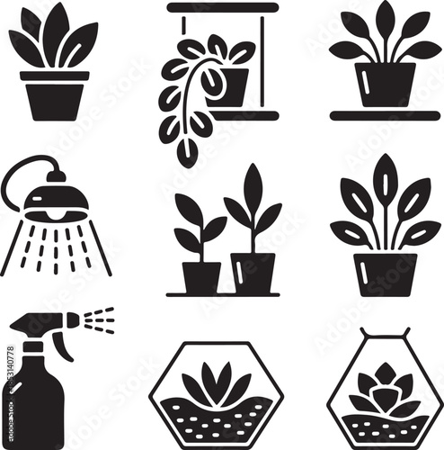 Terrarium glass, indoor plant, grow light, spray bottle, hanging pot, plant care, succulent garden, home botany