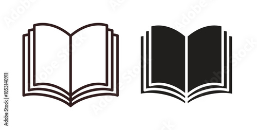 Book icons. thin line and glyph vector icons pack on white background