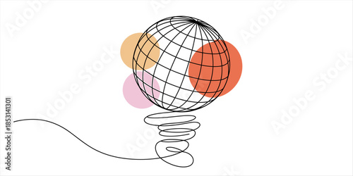 Conceptual globe on a light bulb representing global ideas and innovation Vector, illustration