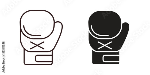 Boxing glove icons. thin line and glyph vector icons pack on white background
