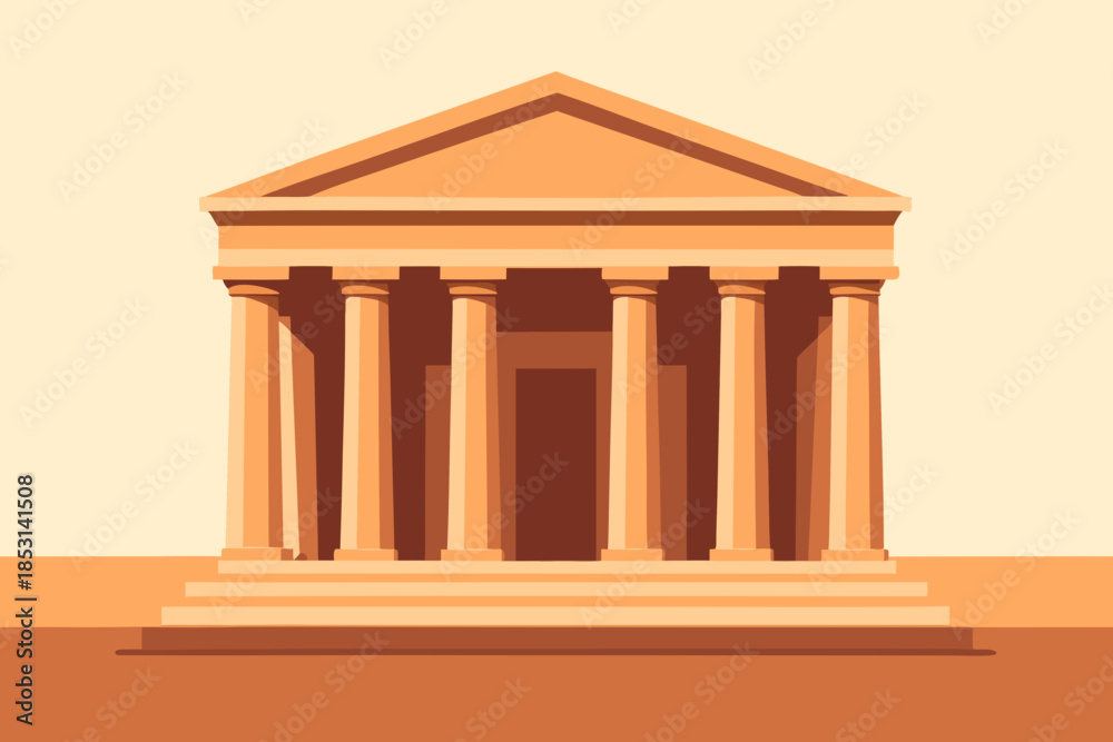 Fototapeta premium Classical Greek Temple Illustration with Columns