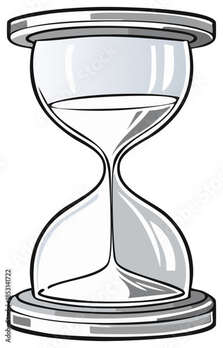 Cartoon hourglass with flowing sand measuring time illustration graphic design