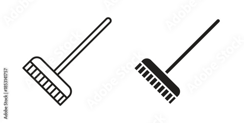 Broom icons. thin line and glyph vector icons pack on white background