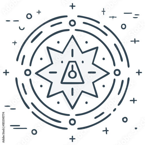 Esoteric All-Seeing Eye within Geometric Star Outline Illustration