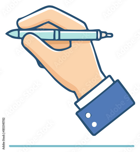 Hand Holding Pen Writing Creative Idea Business Concept and Education