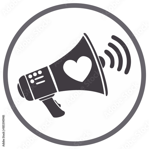 Love Announcement Megaphone Icon Spreading Warmth and Connection