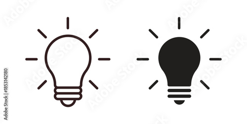 Bulb icons. thin line and glyph vector icons pack on white background