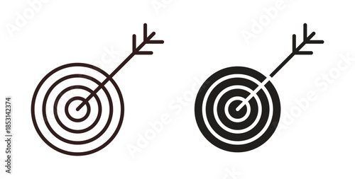 Bullseye pointer icons. thin line and glyph vector icons pack on white background