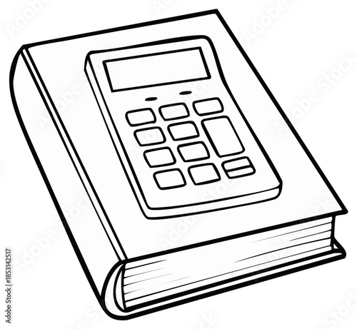 Calculator on Book Illustration Represents Accounting Education Finance Math Skills Development