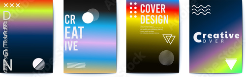 rainbow colored cover design templates with geometric shapes