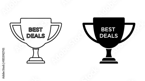 Outline and Silhouette Trophy Icons with Text