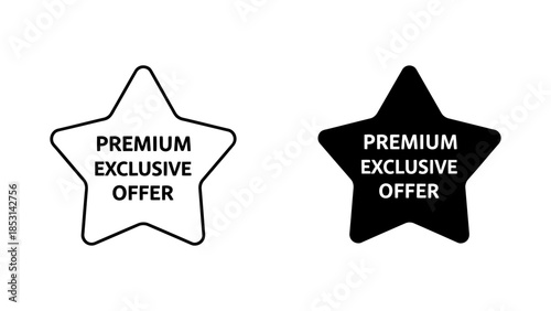 Duo of Star Badges with Textual Information on White Background