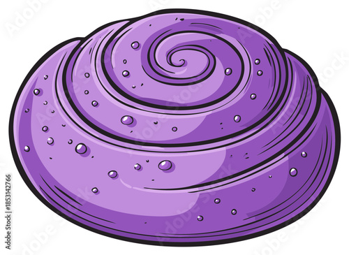 Sweet purple swirled confection illustration with dotted texture and vibrant color