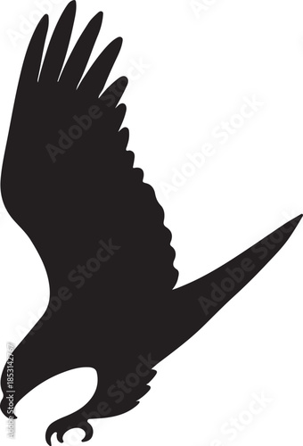 Black Eagle Silhouette in Aggressive Attack Pose