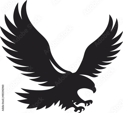 Black Eagle Silhouette in Aggressive Attack Pose