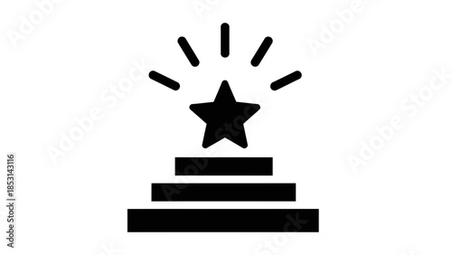 Star Award Podium Icon – Champion Success Achievement and Winner Recognition Silhouette