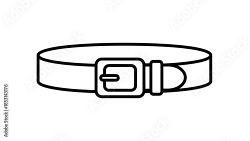 Leather Belt Vector Illustration – Classic Waist Strap with Metal Buckle Outline Icon