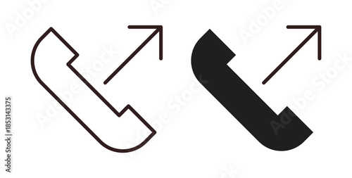 Call outgoing icons. thin line and glyph vector icons pack on white background