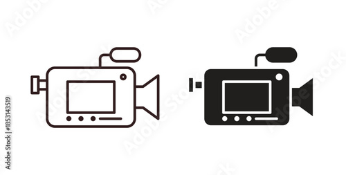 Camcorder icons. thin line and glyph vector icons pack on white background