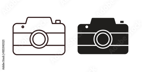 Camera icons. thin line and glyph vector icons pack on white background