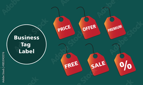 Business tag label vector design set.